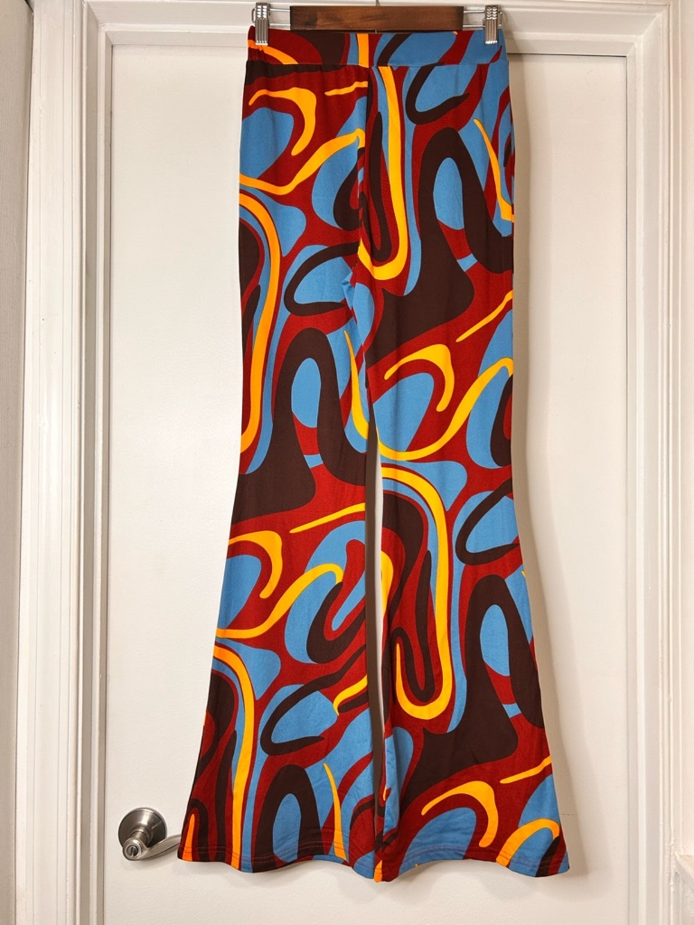 SHEIN Retro Swirl Print Flared Pants - Size Small - Picture 2 of 8